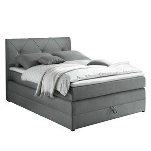 Letto boxspring Griggs Letto boxspring con topper e contenitori, senza decorazione. Rivestimento: tessuto - Grigio - 120 x 200cm