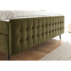 Lit boxspring Multia Revêtement : tissu - Vert olive