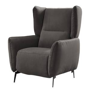 Fauteuil Lehi Velours - Gris - Fonction relaxation - Sans repose-pieds