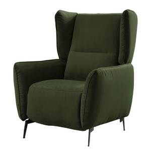 Fauteuil Lehi Velours - Vert vieilli - Fonction relaxation - Sans repose-pieds