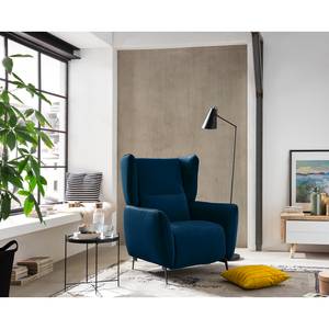 Fauteuil Lehi fluweel - Marineblauw - Relaxfunctie - Zonder hocker