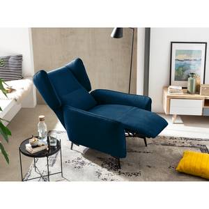 Fauteuil Lehi Velours - Bleu marine - Fonction relaxation - Sans repose-pieds