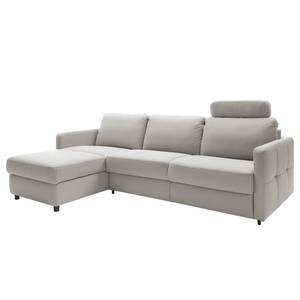 Ecksofa Barbon mit Schlaffunktion Flachgewebe - Lichtgrau - Breite: 236 cm - Longchair davorstehend links