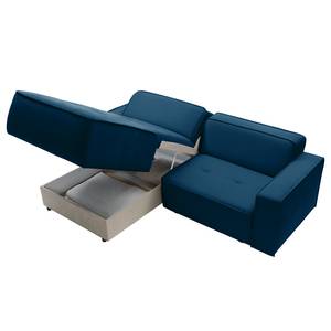 Hoekbank Conley fluweel - Marineblauw - Longchair vooraanzicht links