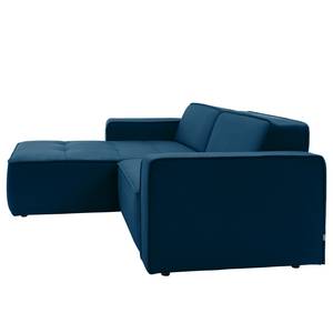 Hoekbank Conley fluweel - Marineblauw - Longchair vooraanzicht links