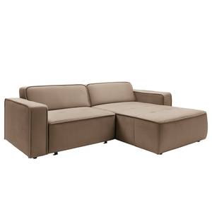 Ecksofa Conley Samt - Matt Sand - Longchair davorstehend rechts