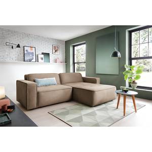 Ecksofa Conley Samt - Matt Sand - Longchair davorstehend rechts