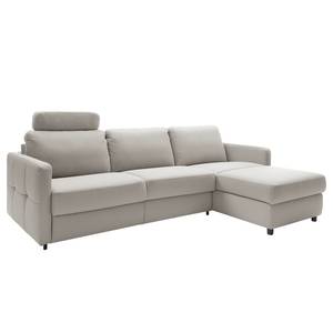 Ecksofa Barbon Flachgewebe - Lichtgrau - Breite: 256 cm - Longchair davorstehend rechts