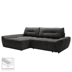 Ecksofa Marzan Strukturstoff - Schwarz - Longchair davorstehend links