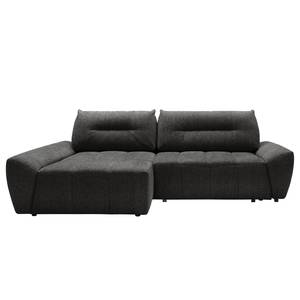 Ecksofa Marzan Strukturstoff - Schwarz - Longchair davorstehend links