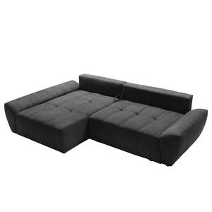 Ecksofa Marzan Strukturstoff - Schwarz - Longchair davorstehend links