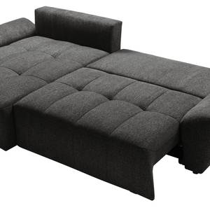 Ecksofa Marzan Strukturstoff - Schwarz - Longchair davorstehend links