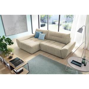 Hoekbank Marzan structuurstof - Licht beige - Longchair vooraanzicht links