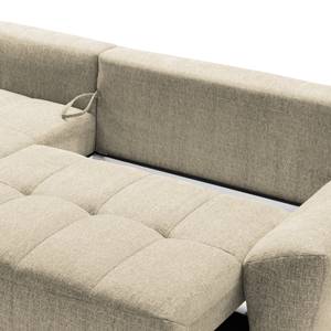 Ecksofa Marzan Strukturstoff - Hellbeige - Longchair davorstehend links