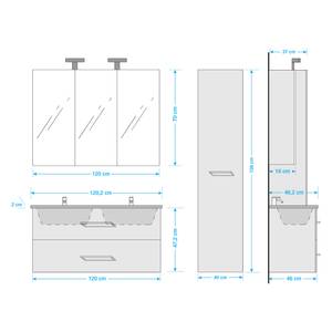 Badezimmerset Verone IV (3-teilig) Inklusive Beleuchtung - Weiß - Breite: 160 cm