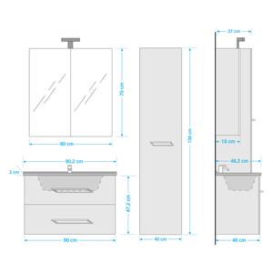 Badezimmerset Verone IV (3-teilig) Inklusive Beleuchtung - Weiß - Breite: 130 cm