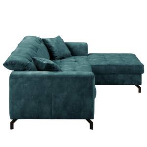 Ecksofa Atmore Samt - Petrol - Longchair davorstehend rechts