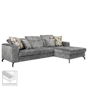 Ecksofa Atmore Samt - Grau - Longchair davorstehend rechts