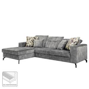 Ecksofa Atmore Samt - Grau - Longchair davorstehend links