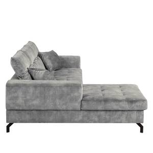 Ecksofa Atmore Samt - Grau - Longchair davorstehend links