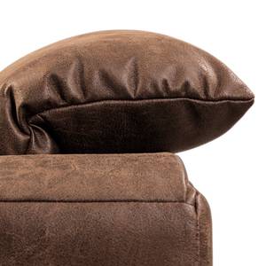 Canapé d‘angle Basin II Imitation cuir - Marron chocolat - Méridienne courte à gauche (vue de face)