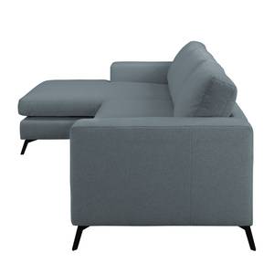 Ecksofa Denny II Webstoff - Blaugrau - Longchair davorstehend links