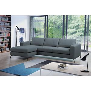 Divano angolare Denny II Tessuto - Bluastro grigio - Longchair preimpostata a sinistra