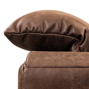 Canapé d‘angle Basin II Imitation cuir - Marron chocolat - Méridienne courte à droite (vue de face)