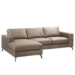 Ecksofa Denny I Antiklederlook - Taupe - Longchair davorstehend links