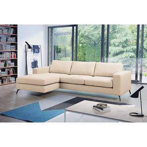 Ecksofa Denny II Webstoff - Creme - Longchair davorstehend links