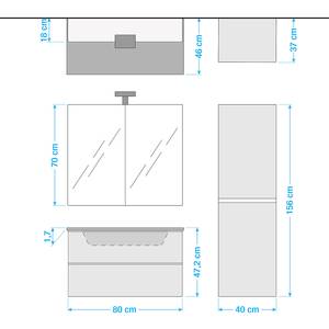 Salle de bain Alma II (3 éléments) Avec éclairage - Blanc - Largeur : 120 cm