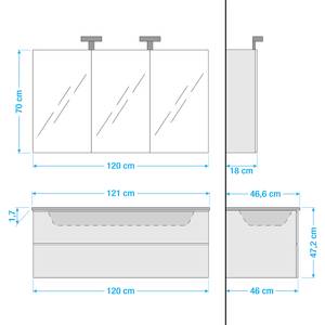 Badezimmerset Alma I (2-teilig) Inklusive Beleuchtung - Weiß - Breite: 120 cm