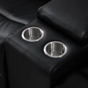 Canapé d’angle Mendis Imitation cuir - Noir - Méridienne longue à droite (vue de face)