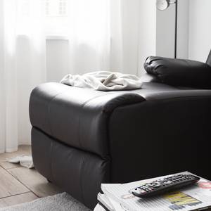 Canapé d’angle Mendis Imitation cuir - Noir - Méridienne longue à gauche (vue de face)