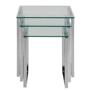 Salontafels Unnau II (3-delig) glas/metaal - Chrome