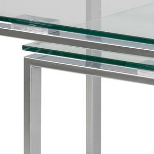 Salontafels Unnau II (3-delig) glas/metaal - Chrome