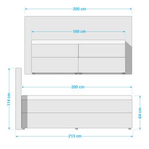 Letto imbottito Lofou Con contenitori - Color grigio chiaro - 180 x 200cm