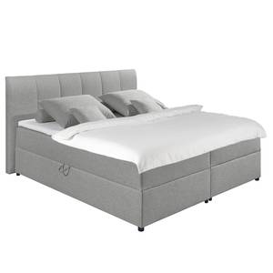 Letto imbottito Lofou Con contenitori - Color grigio chiaro - 180 x 200cm