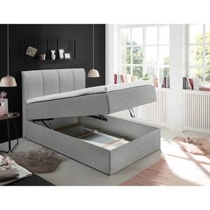 Letto imbottito Lofou Con contenitori - Color grigio chiaro - 140 x 200cm