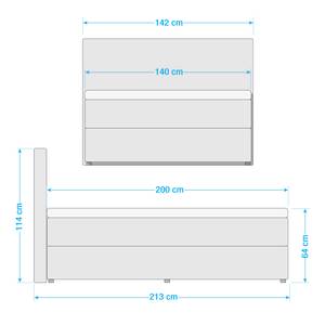 Letto imbottito Lofou Con contenitori - Color grigio chiaro - 140 x 200cm