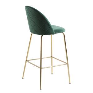 Chaises de bar Jobos (lot de 2) Velours / Métal - Doré - Vert foncé