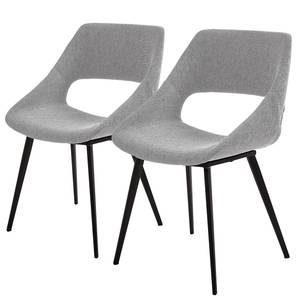 Gestoffeerde stoelen Hardy (set van 2) geweven stof/metaal - zwart - Grijs
