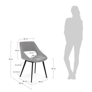 Gestoffeerde stoelen Hardy (set van 2) geweven stof/metaal - zwart - Grijs