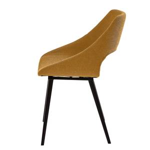 Chaises capitonnées Hardy (lot de 2) Tissu / Métal - Noir - Jaune moutarde