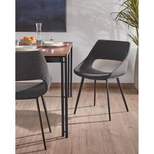 Chaises capitonnées Hardy (lot de 2) Tissu / Métal - Noir - Gris foncé