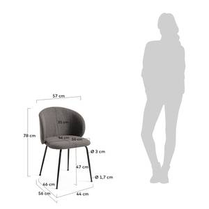 Gestoffeerde stoelen Mellis (set van 2) structuurstof/metaal - zwart - Donkergrijs