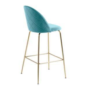 Chaises de bar Jobos (lot de 2) Velours / Métal - Doré - Turquoise