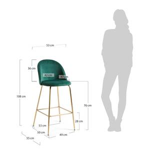 Barstoelen Jobos (set van 2) fluweel/metaal - goudkleurig - Turquoise