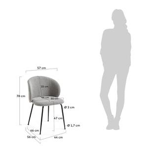 Gestoffeerde stoelen Mellis (set van 2) structuurstof/metaal - zwart - Lichtgrijs