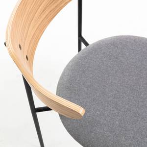 Eetkamerstoelen Ophir (set van 2) geweven stof/metaal - Eikenhoutlook/Lichtgrijs